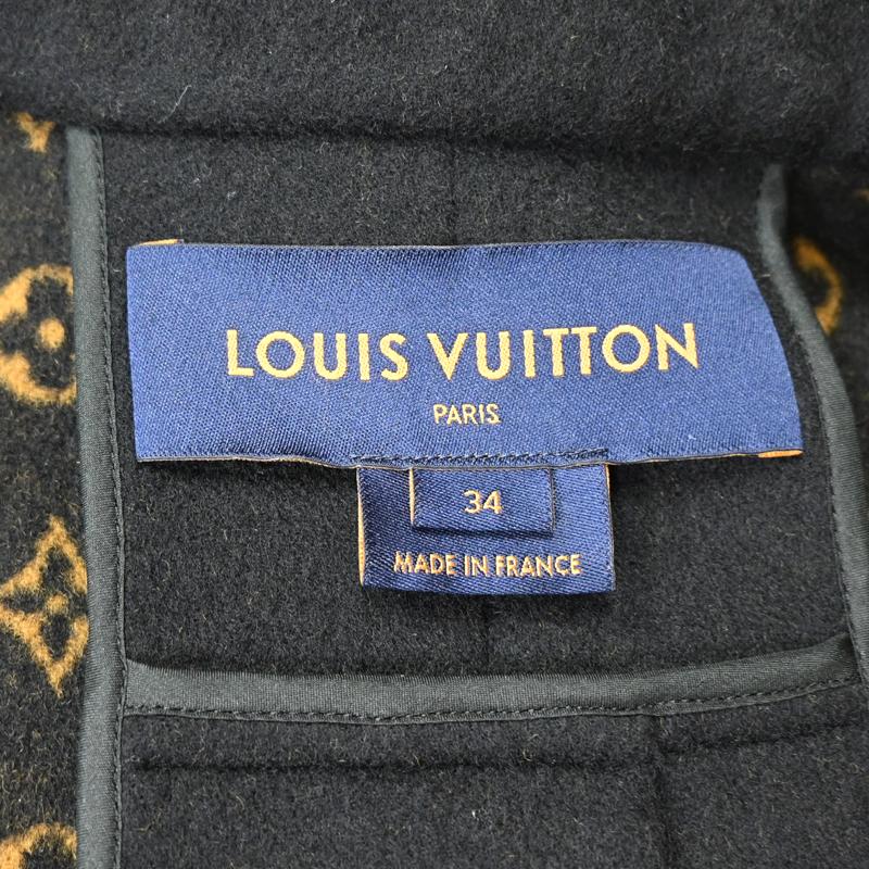 ［飯能本店］LOUIS VUITTON LV ルイ・ヴィトン ケープコート FJC094QWE A431 ポンチョ ウール ブラック レディース DH90832の画像