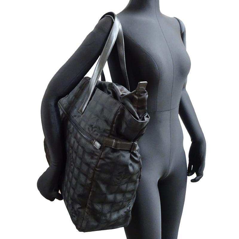 ［飯能本店］CHANEL シャネル ニュートラベルライン トート TGM ※内側に剥がれ、ホツレ有 A15826 ナイロン ブラック DH91037の画像