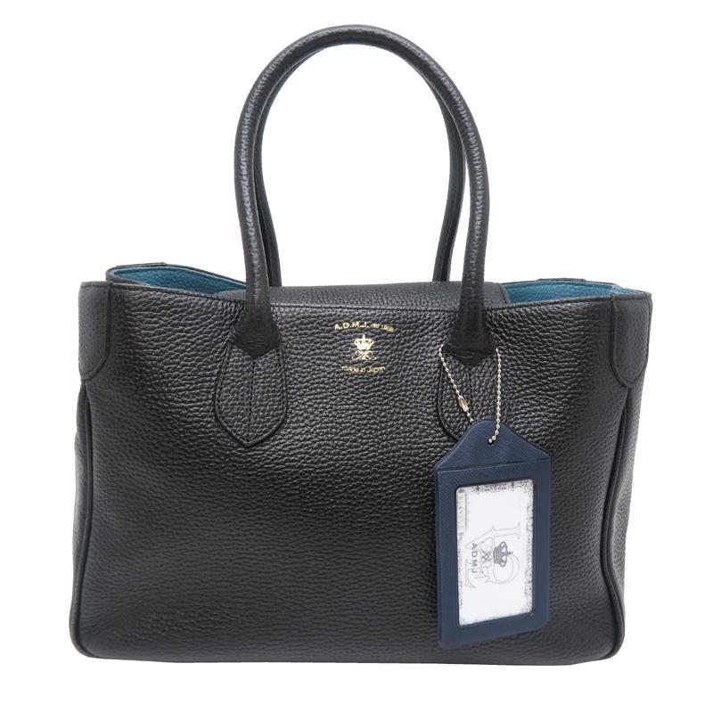 ＡＤＭＪ❤️ ブラック レザー ハンドバッグ 飯能本店］A.D.M.J. エーディーエムジェイ ハンドバッグ レザー