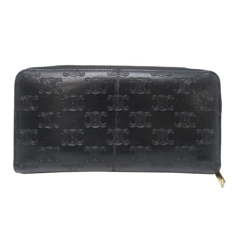 極美品 セリーヌ トリオンフ フック付き ケース 総柄 ブラック レザー