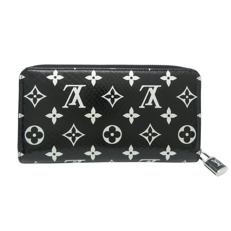 ［銀座店］LOUIS VUITTON LV ルイ・ヴィトン ジッピー ウォレット M96955 長財布 モノグラムパイソン ブラック レディース DH92164の画像