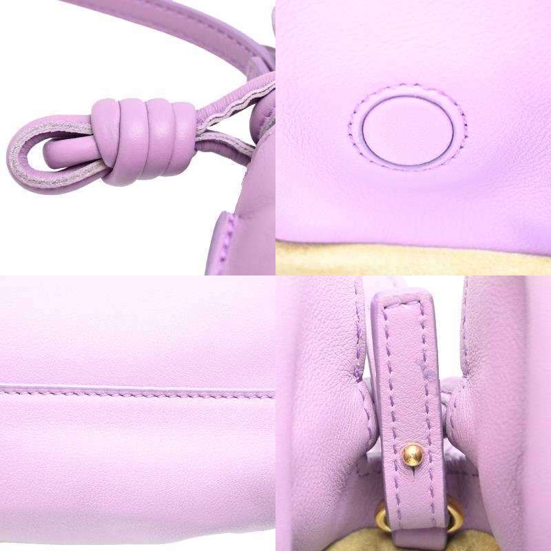 ［飯能本店］LOEWE ロエベ フラメンコクラッチミニバッグ A411FC2ｘ37 ショルダーバッグ レザー パープル レディース DH92504の画像