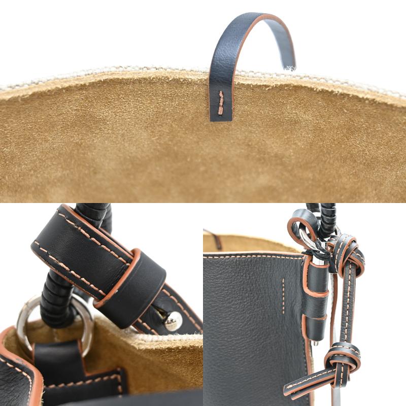 ［飯能本店］LOEWE ロエベ ゲートバケットバッグ A650Z85x11 2Way・3Wayバッグ レザー ベージュ×ブラック レディース DH92508の画像