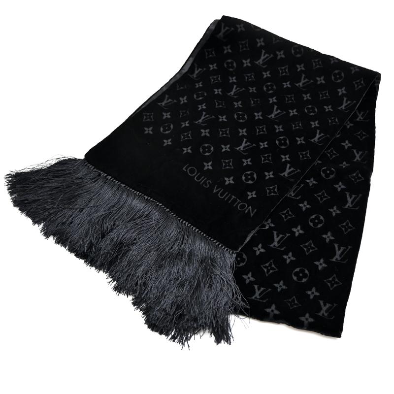［飯能本店］LOUIS VUITTON LV ルイ・ヴィトン エシャルプ ブルール M71994 マフラー シルク混 ブラック レディース・メンズ DH92793_2