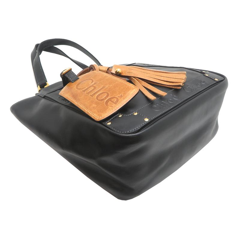『クロエ』Chloé「エデン」ロゴレザートートバッグ　黒 Chloe（クロエ） ［飯能本店］Chloe エデン トートバッグ レザー