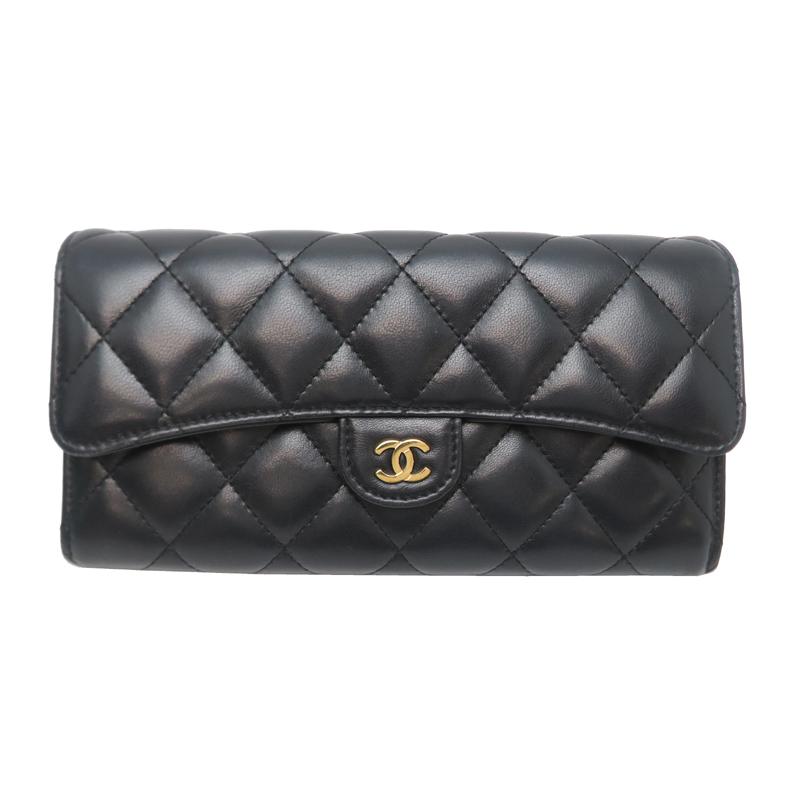 【美品】CHANEL ラムスキン マトラッセ フラップウォレット 長財布 CHANEL（シャネル） ［飯能本店］CHANEL ロングフラップ ウォレット