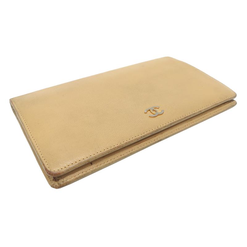 シャネル財布　長財布　本革　ベージュ CHANEL（シャネル） ［飯能本店］CHANEL 長財布 レザー ベージュ系