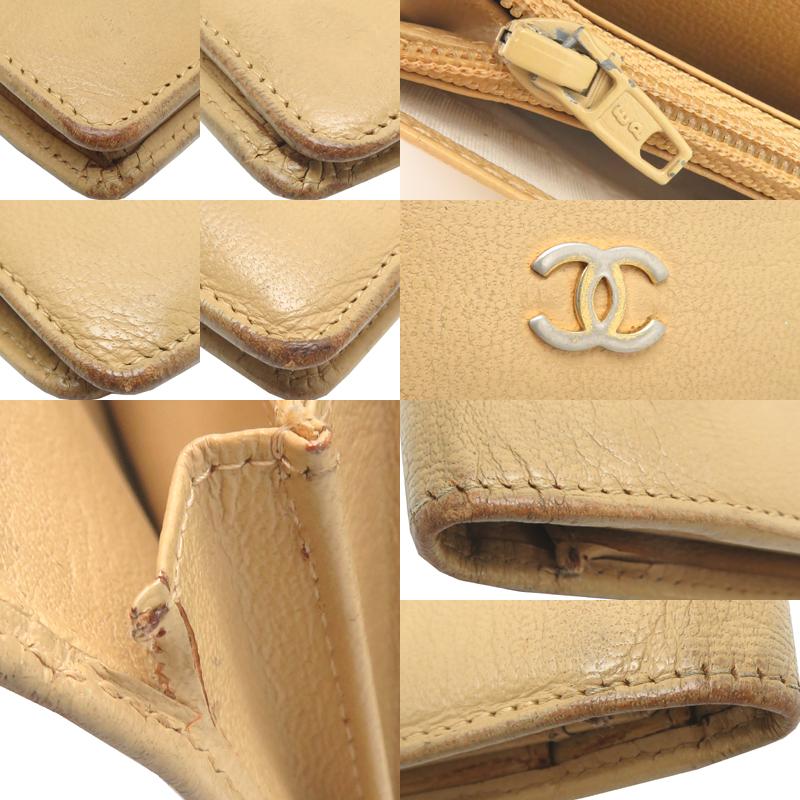 CHANEL ベージュ レザー 長財布 CHANEL（シャネル） ［飯能本店］CHANEL 長財布 レザー ベージュ系