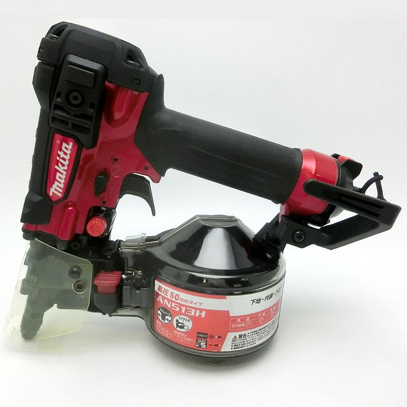 飯能本店］【美品】makita マキタ 50mm 高圧エア釘打 エアダスタ付 赤  