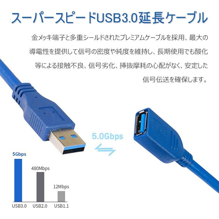 USB3.0 延長ケーブル 1M 超高速 延長コード USB A オス-メス 超高速 5Gbpsのデータ転送同期リード USBケーブル｜dsharimoto｜03