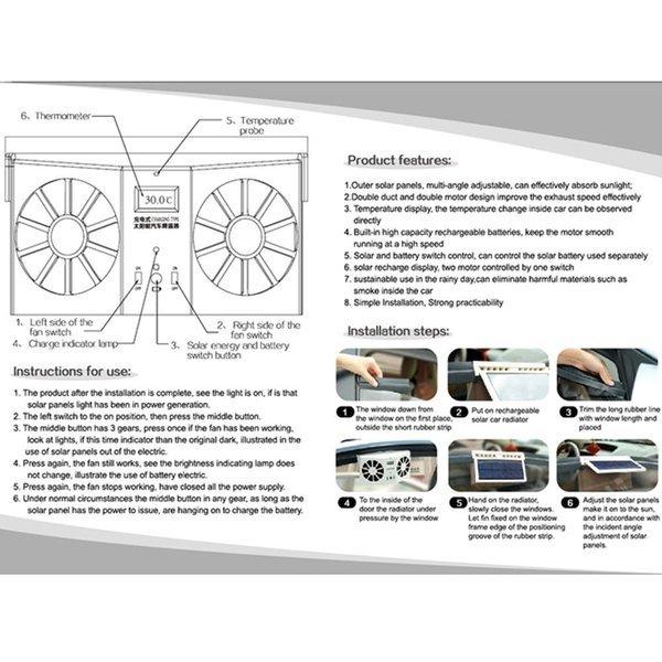 ソーラーファン 車用換気扇 太陽光パネル搭載 ソーラー充電式 温度計付き 排熱 換気 配線不要 車 車用品 カー用品 車用クーラー ダブルファン 夏の必需品 9010 張本 ストア 通販 Yahoo ショッピング