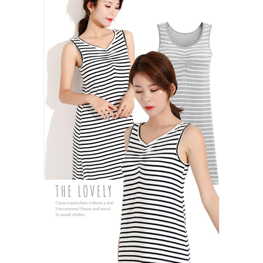 カップ付き ブラトップ 胸パッド ブラパッド付 マキシ丈 マキシワンピ ストライプワンピース シームレス ゆったり ルーズストライプマキシワンピース Uc 0292 張本 ストア 通販 Yahoo ショッピング