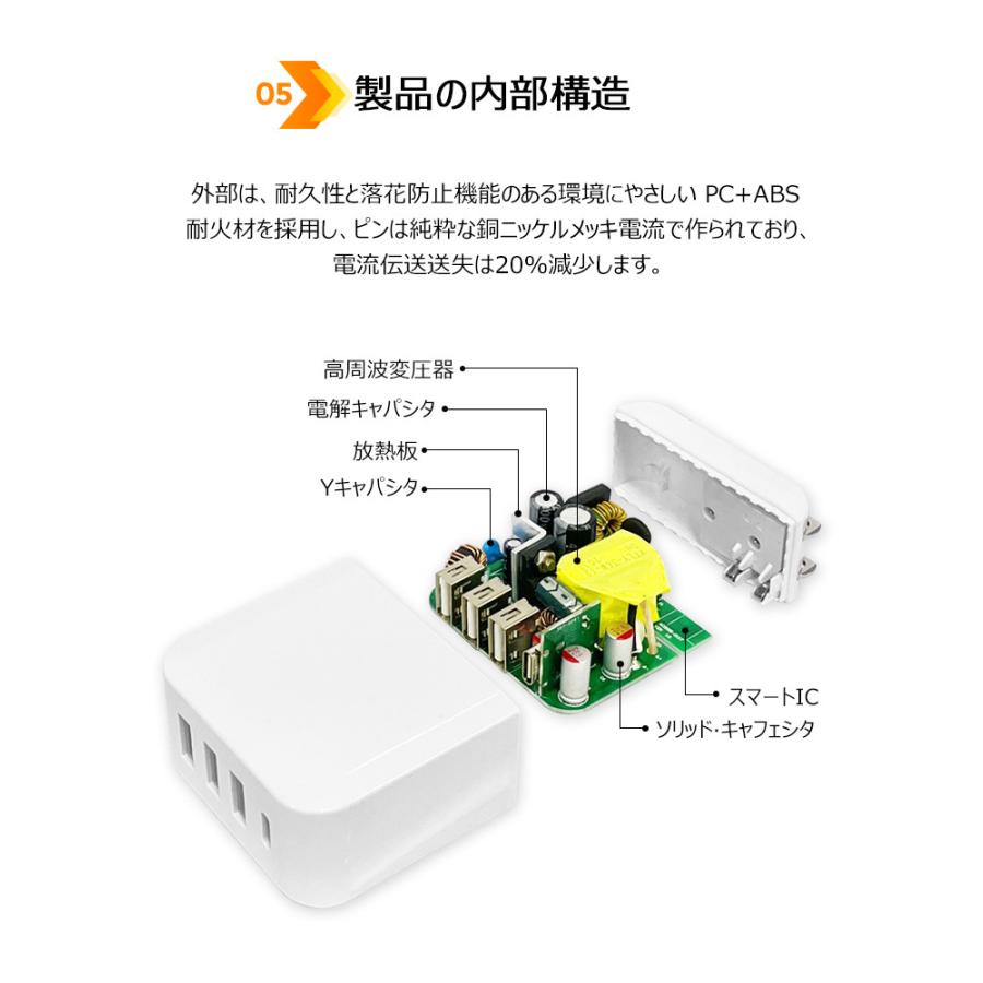 充電器 タイプc type c 充電器 iphoneスマホ充電器 急速充電器 30W PD+QC3.0 4ポート 高速充電 ACアダプター USBポート対応 アダプター スマートIC タブレット｜dsharimoto｜09