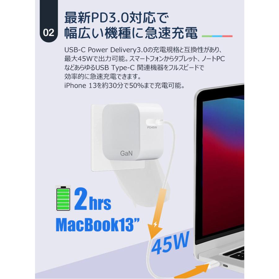 充電器 タイプc type c 急速 PD45W 高速充電器 Type-C 1ポート 折畳式 iPhone iPad Pro MacBook Surface pro Switch USB-C 機器対応 日本PSE認証済み｜dsharimoto｜06