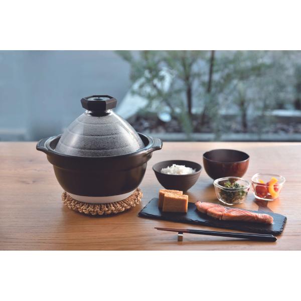 HARIO ハリオ GNR-200-B-W フタがガラスのご飯釜 2〜3合 直火専用 耐熱