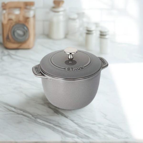 STAUB ラ・ココット両手鍋 グレー 16cm Staub ストウブ ご飯鍋 2合炊 IH対応 両手鍋 炊飯器 16cm 日本