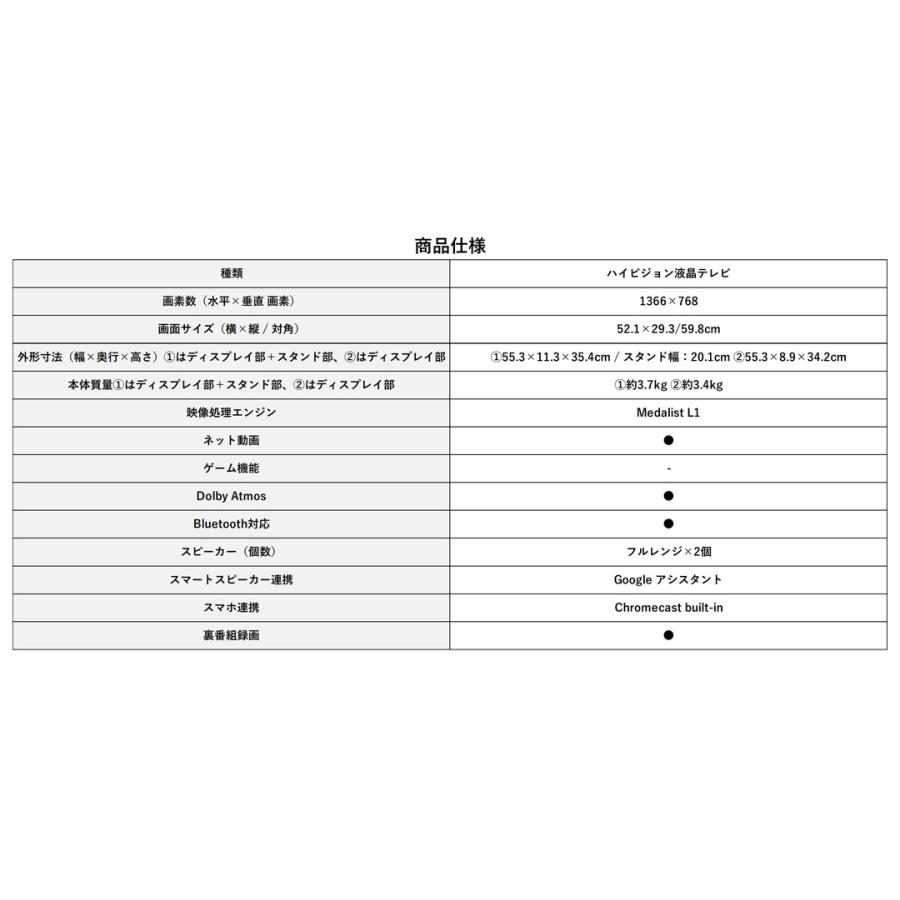シャープ テレビ 24インチ AQUOS 液晶テレビ 24型ハイビジョン Bluetooth対応 YouTube対応 ネット動画対応 2T-C24GF1 SHARPの画像