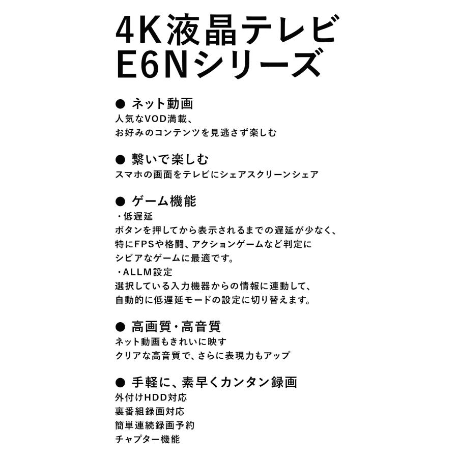 Hisense ハイセンス 65E6N 液晶テレビ 65V型 4Kチューナー内蔵 YouTube