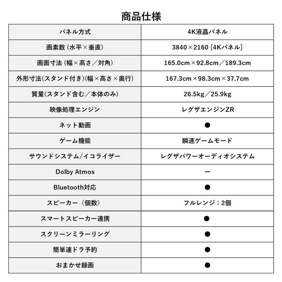 東芝 レグザ テレビ 75インチ 液晶テレビ 75V型 4Kチューナー内蔵