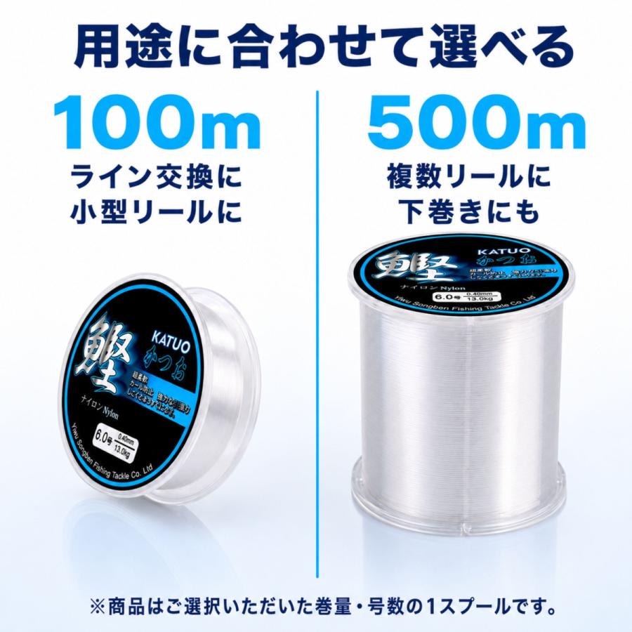 ナイロンライン 100m 500m 釣り糸 道糸 クリア 1.2号 1.5号 2号 2.5号