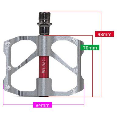 タイムセール【送料無料】自転車 マウンテンバイク ロードバイク ペダル 2個セット ペダル シルバー 赤 口径M14 2個1セット ベアリング3個搭載 耐久性 耐摩擦性｜dsjp｜04