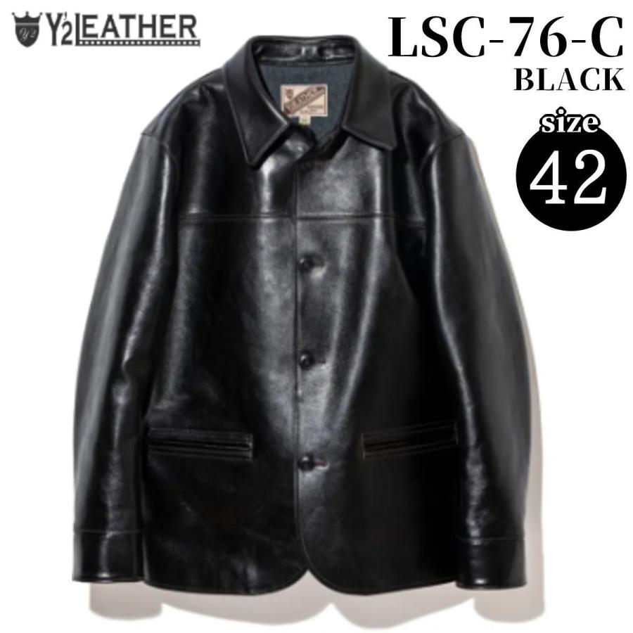Y'2 LEATHER ANILINE STEER ROUNDED HEM CAR COAT 色：BLACK