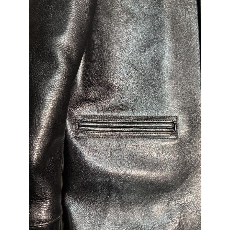 Y'2 LEATHER ANILINE STEER ROUNDED HEM CAR COAT 色：BLACK