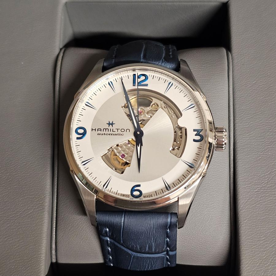 ハミルトン HAMILTON ジャズマスター オープンハート 自動巻き 42mm レザーベルト シルバー メンズ H32705651 H327050 新品の画像