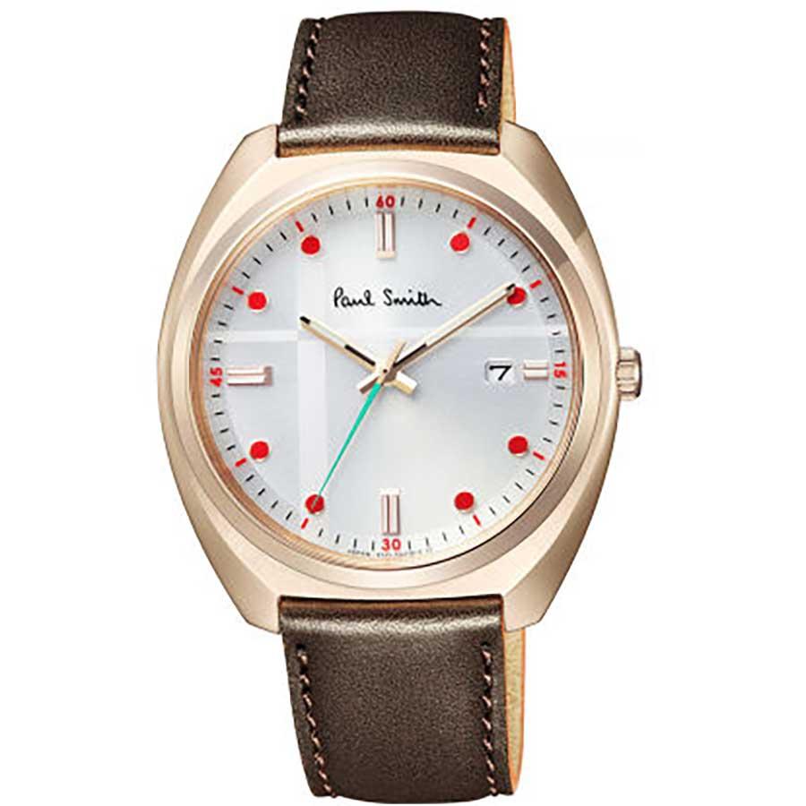 Paul Smith ポールスミス 腕時計 メンズ ソーラー充電 レザーベルト シルバー ゴールド ブラウン KH2-821-90 新品
