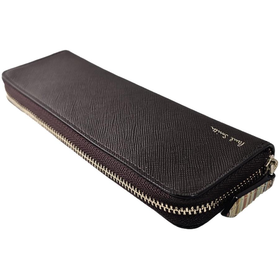 ポールスミス Paul Smith ペンケース レザー 本革 チョコ ラウンド