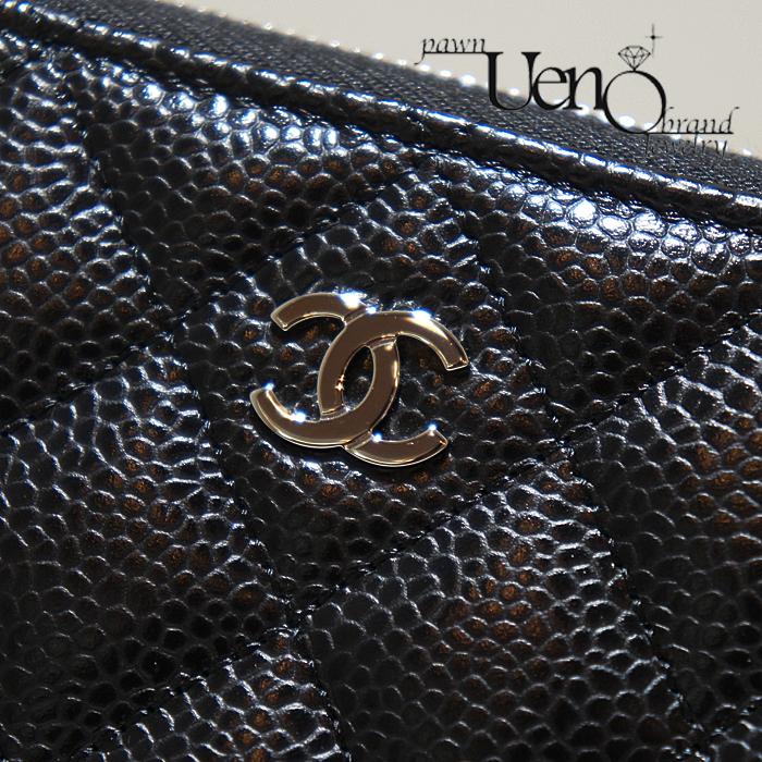 【質屋】送料無料！CHANEL シャネル キャビアスキン クラシック  ロングジップウォレット（黒） シルバー金具の画像