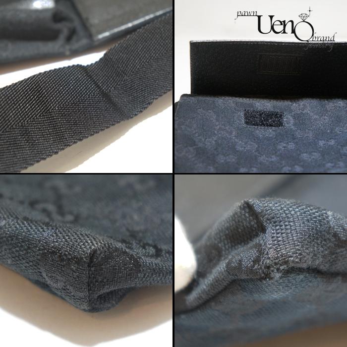 t61【美品】グッチ　GGキャンバス レザー　ブラックウエストポーチショルダー. GGキャンバス 【質屋】送料無料！GUCCI グッチ ウエストポーチ 2WAY GG