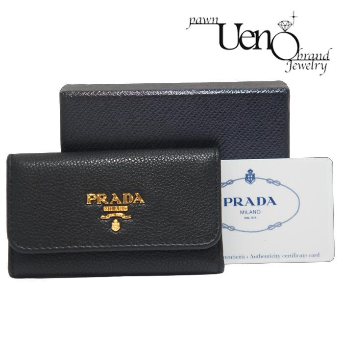 【質屋】送料無料！ PRADA プラダ キーケース6本用 （レザー×黒）ゴールド金具