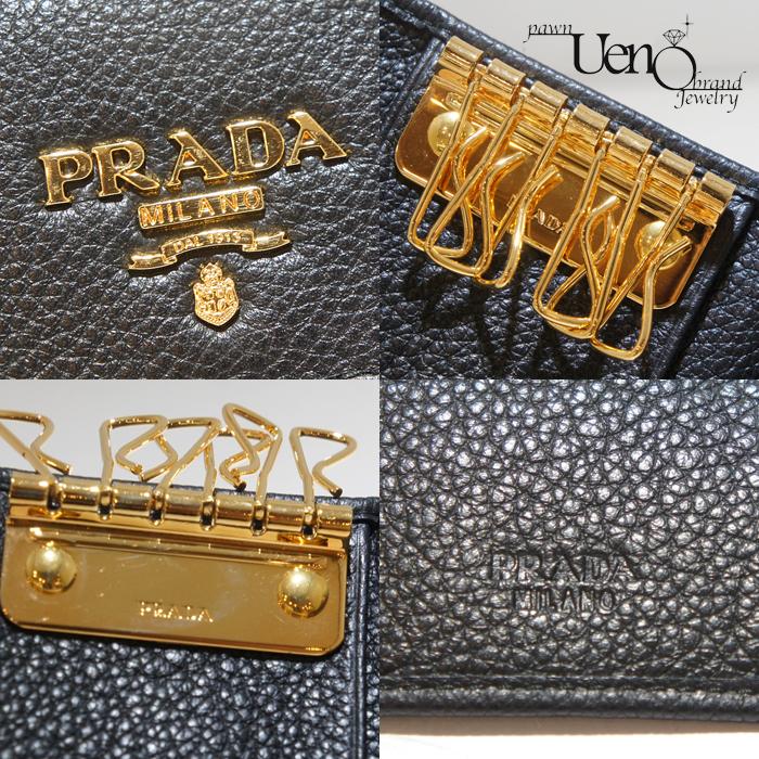 【質屋】送料無料！ PRADA プラダ キーケース6本用 （レザー×黒）ゴールド金具