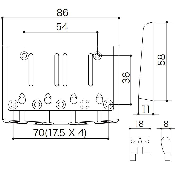 Gotoh 404BO-4-XN Bass Bridge ゴトー ベースブリッジ ブラス Gotoh 404BO-4-XN Bass Bridge ゴトー ベースブリッジ ブラス