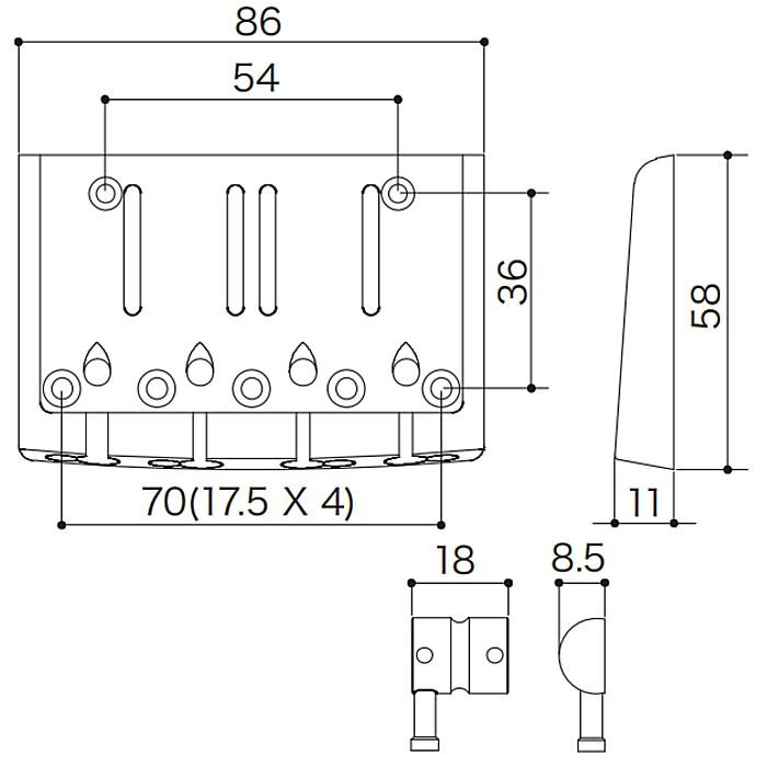 Gotoh 404SJ-4-XN Bass Bridge ゴトー ベースブリッジ スチール