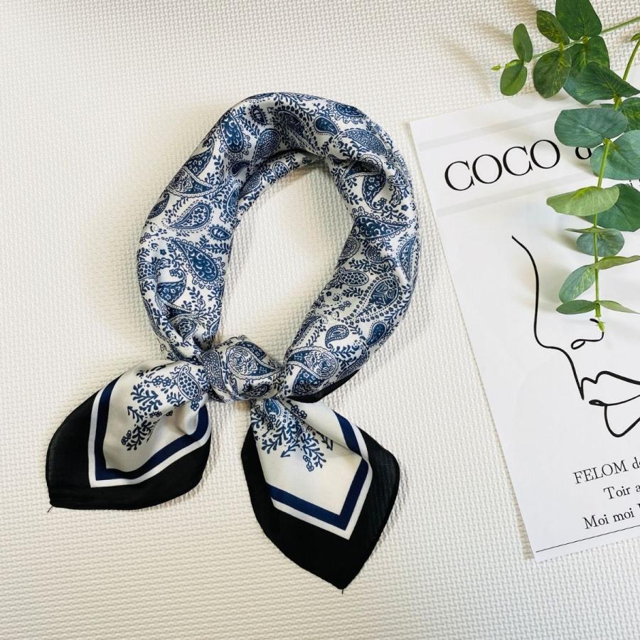 ☆Tiffany & Co.☆ スカーフ 大判 ペイズリー柄 シルク ネイビー