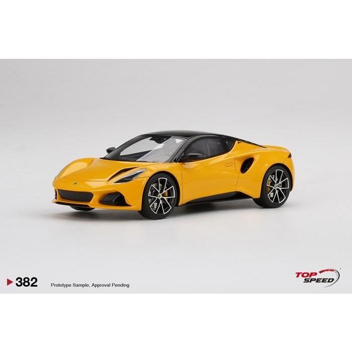 Top Speed ロータス・ライセンス商品　Top Speed 1:18 ミニカー レジン プロポーションモデル 2021年モデル ロータス Lotus Emira Hethel Yellow イエロー