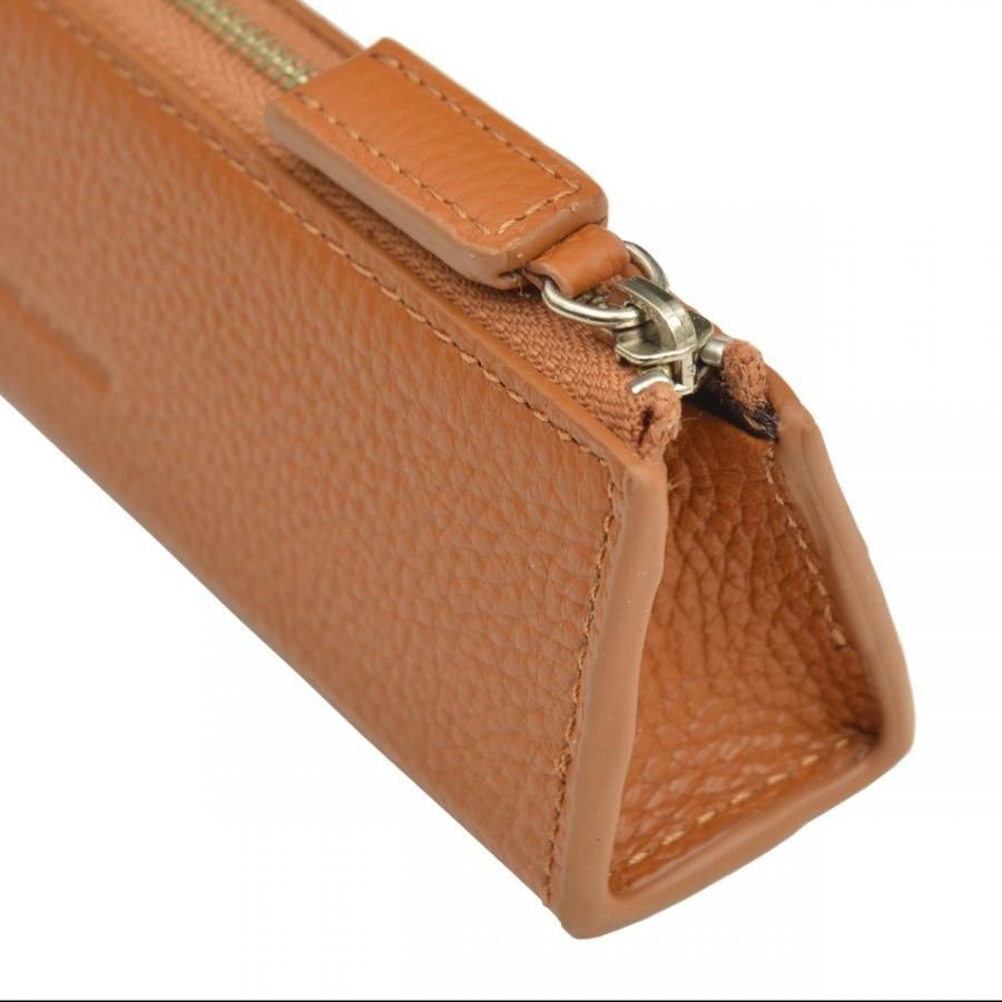 ペンケース 筆箱 三角 本革 ファスナー レディース メンズ ソフト