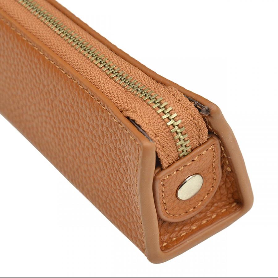 ペンケース 筆箱 三角 本革 ファスナー レディース メンズ ソフト