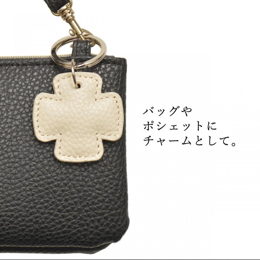 キーホルダー キーリング チャーム 可愛い 革 レディース クロス