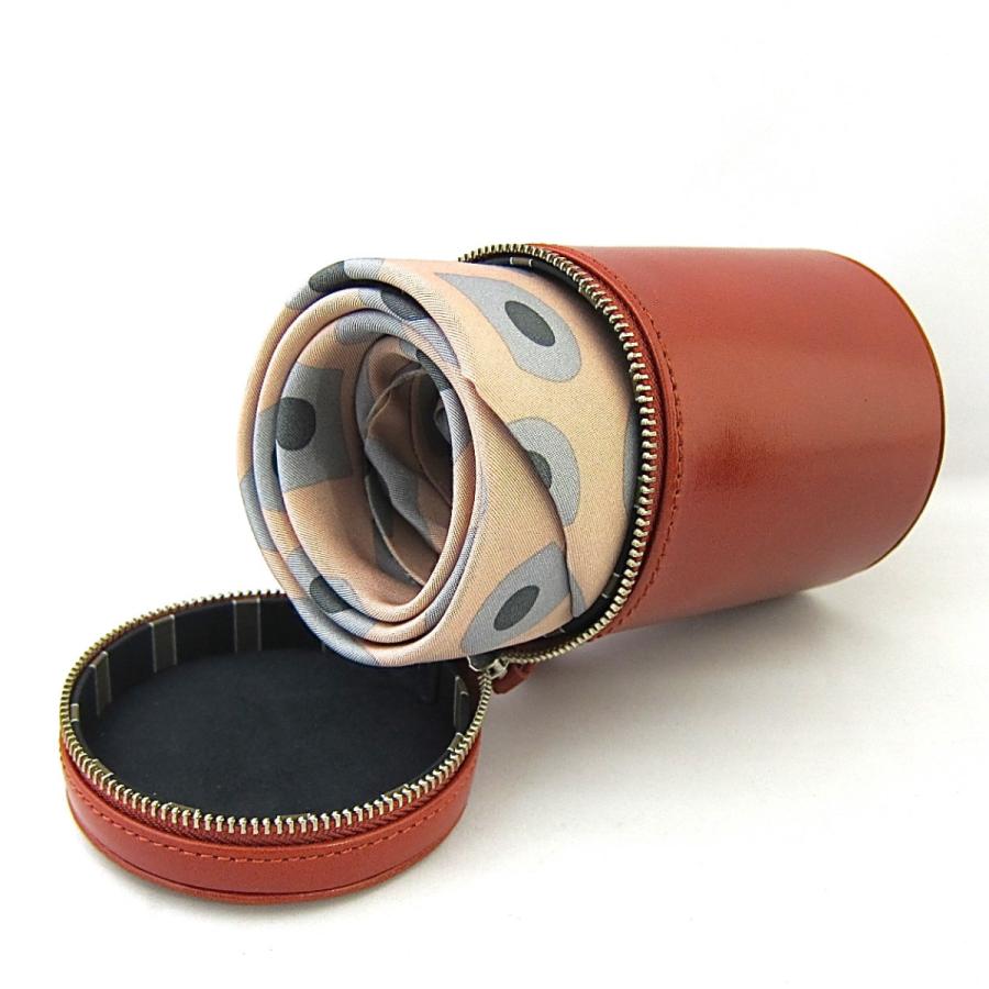 ネクタイケース ジッパー式 本革 レザー くるくる 旅行 出張 収納