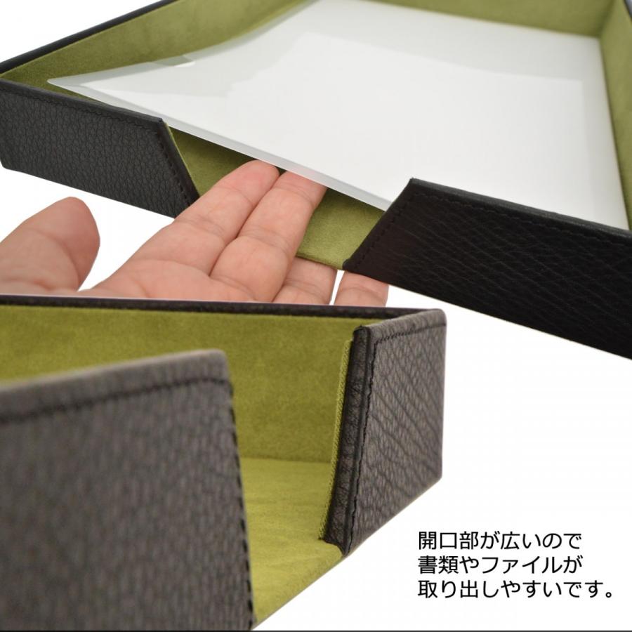 デスクトレー A4サイズ 書類収納ケース 決済箱 本革 クリアファイルも