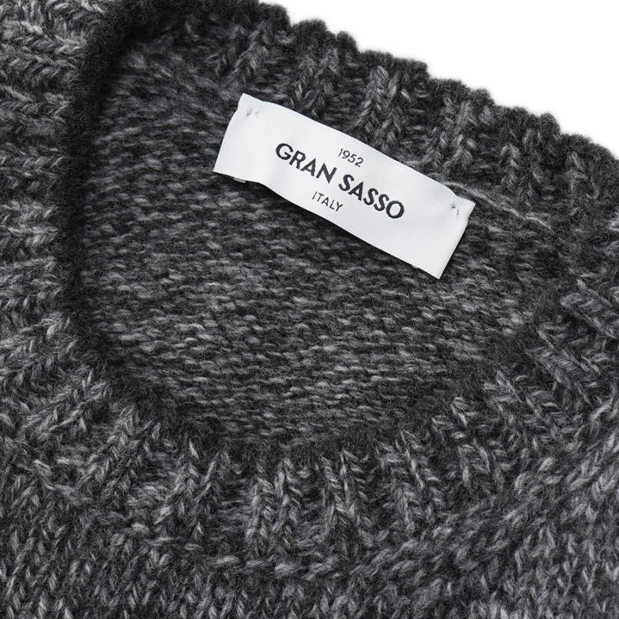 GRANSASSO グランサッソ スーパージーロンラムズウール ニット クルーネック ロングスリーブ 10158/25701 CHARCOAL｜due-online｜03