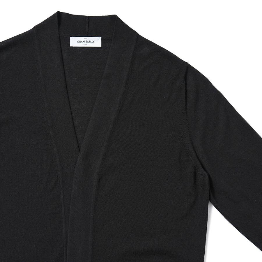 GRAN SASSO グランサッソ フレッシュコットン ニット ボタンレスカーディガン 57185/20649 BLACKの画像