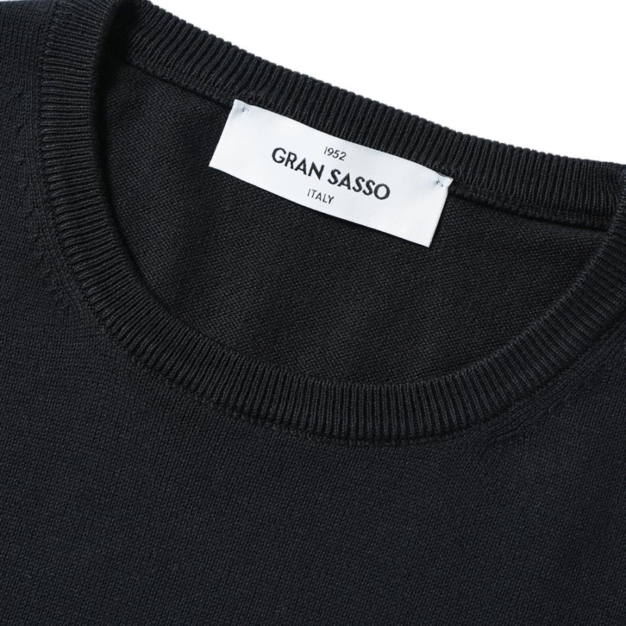 GRANSASSO グランサッソ ソフトコットン ニット クルーネック ショートスリーブ Tシャツ 58138/18120 BLACK｜due-online｜03