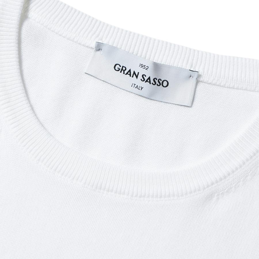 GRANSASSO グランサッソ ソフトコットン ニット クルーネック ショートスリーブ Tシャツ 58138/18120 WHITE｜due-online｜03