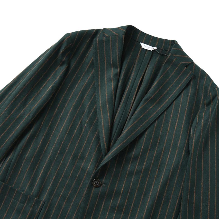BOGLIOLI ボリオリ EMPTY JACKET ウール フランネル ストライプ 2B ジャケット 91302I/BUC005 GREENの画像