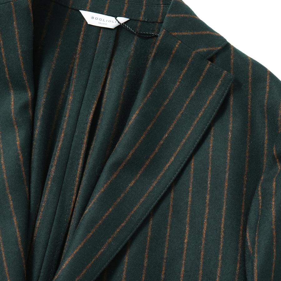 BOGLIOLI ボリオリ EMPTY JACKET ウール フランネル ストライプ 2B ジャケット 91302I/BUC005 GREENの画像