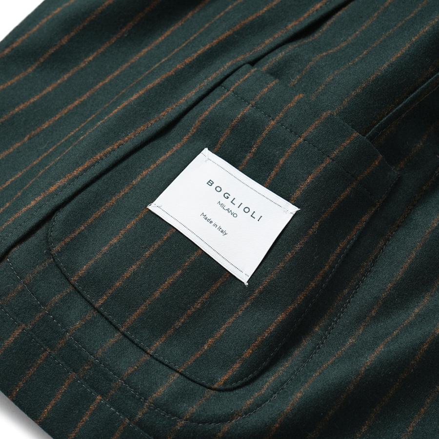 BOGLIOLI ボリオリ EMPTY JACKET ウール フランネル ストライプ 2B ジャケット 91302I/BUC005 GREENの画像
